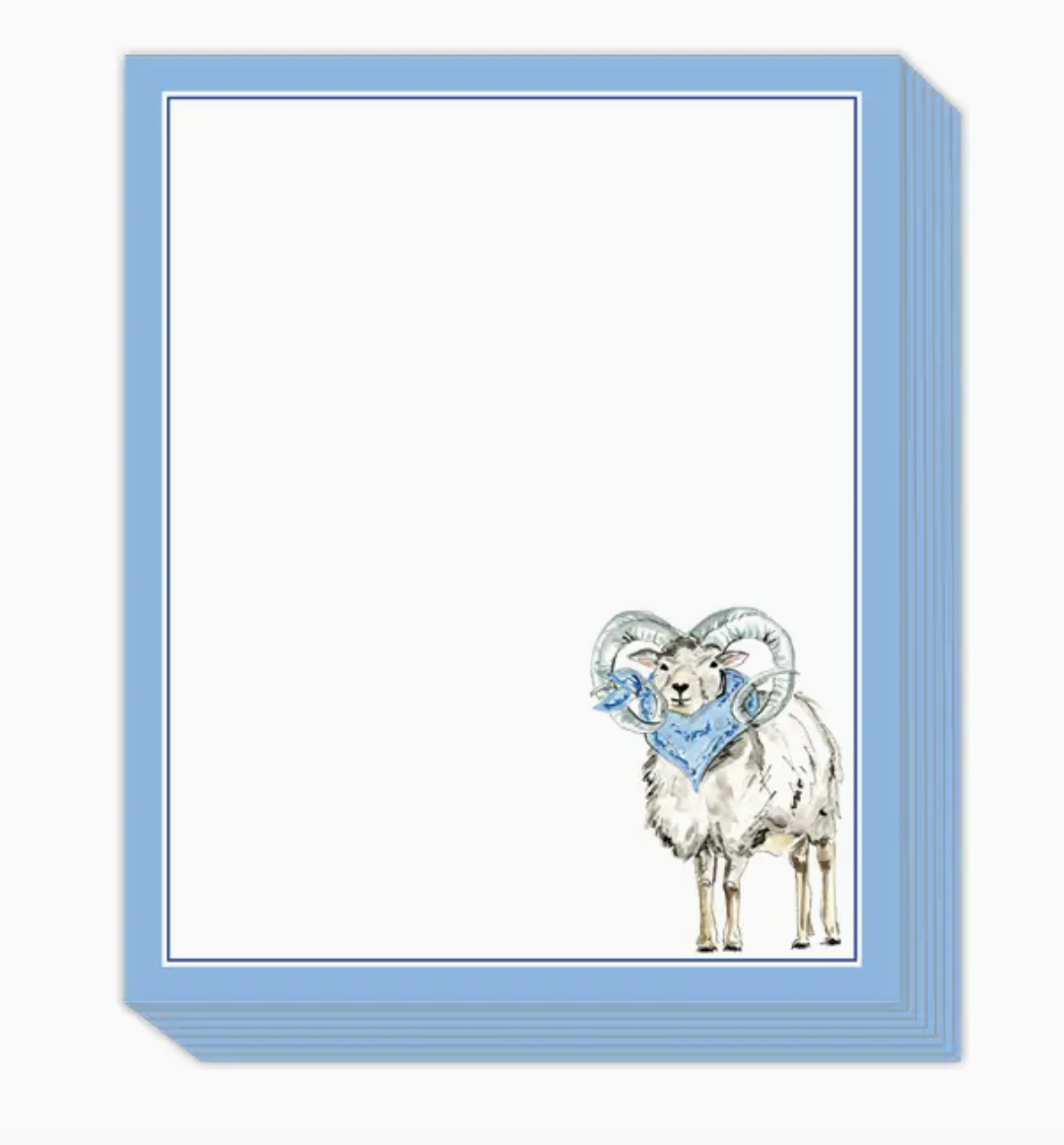 Handpainted Ram with Blue Bandana Stack Pad