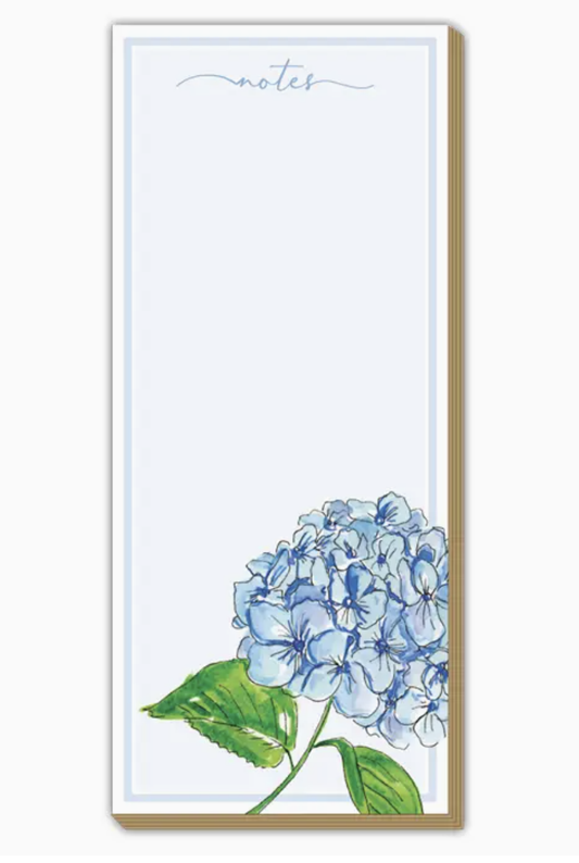 Handpainted Single Blue Hydrangea Notes Luxe Skinny Pad