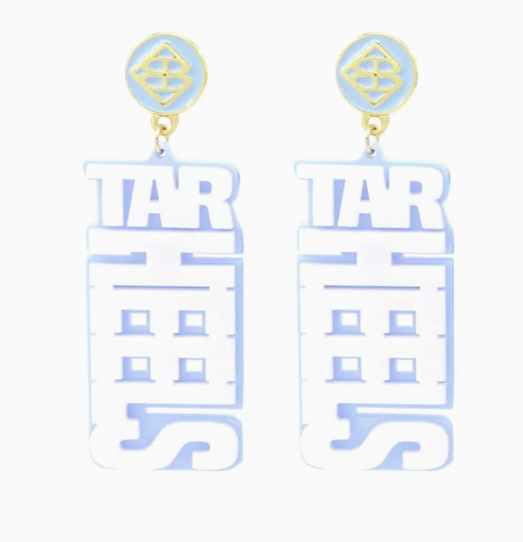 North Carolina White Tar Heels Earrings