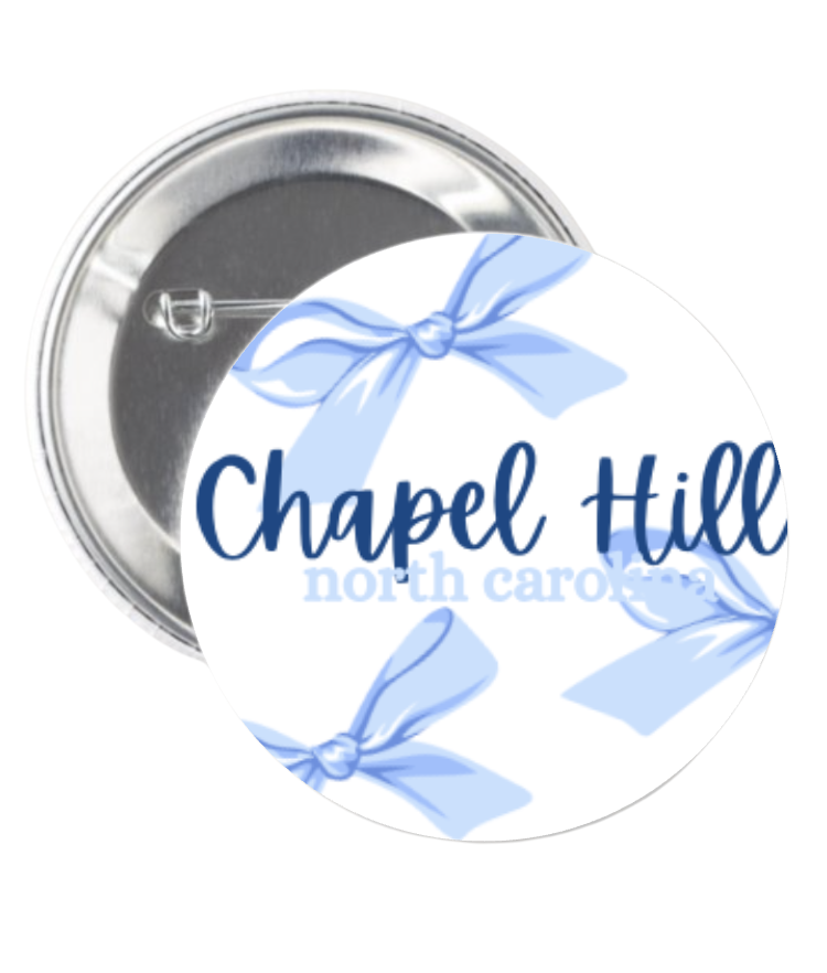 Chapel Hill NC Bows Button Pin by Shrunken Head Brand 3"
