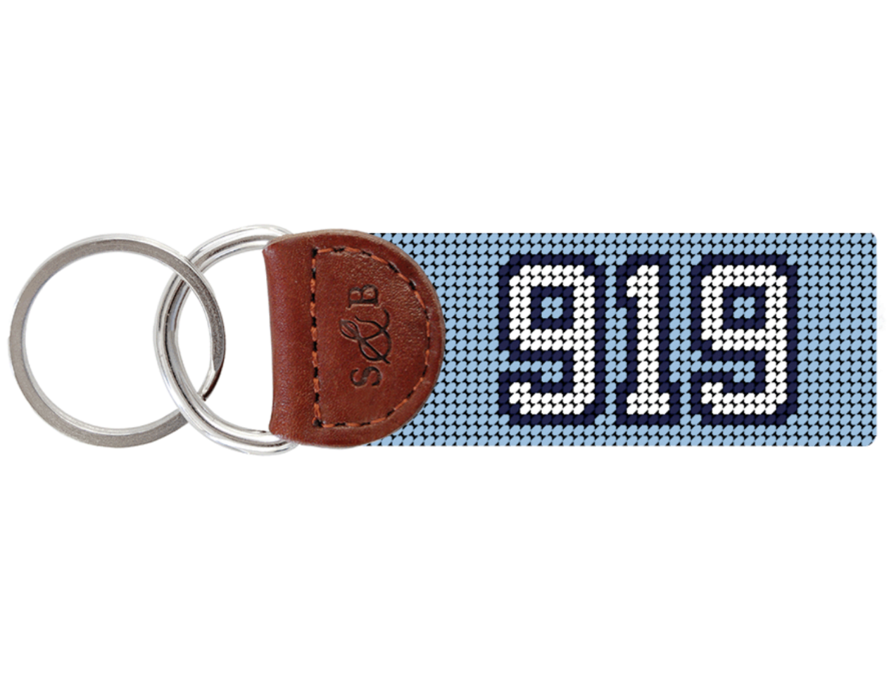 North Carolina Blue 919 Needlepoint Keychain Fob - Main View - Smathers & Branson
