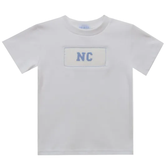 North Carolina Smocked Knit White Short Sleeve Baby T-Shirt