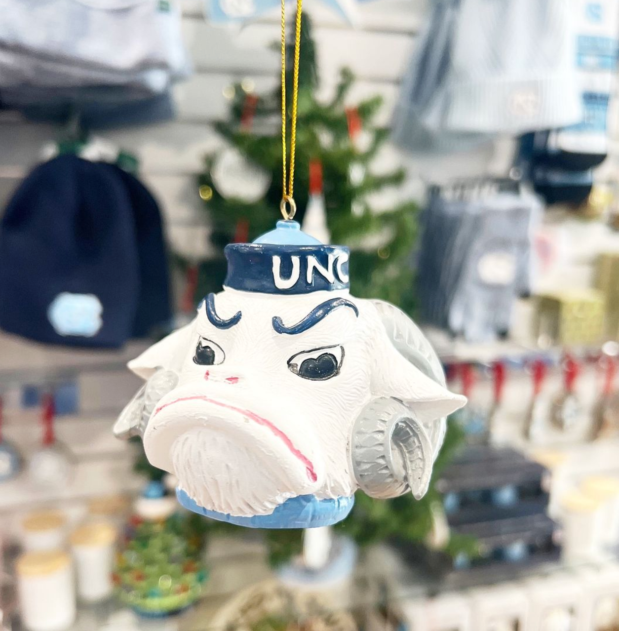 North Carolina Tar Heels Oxbay UNC Rameses Head Ornament