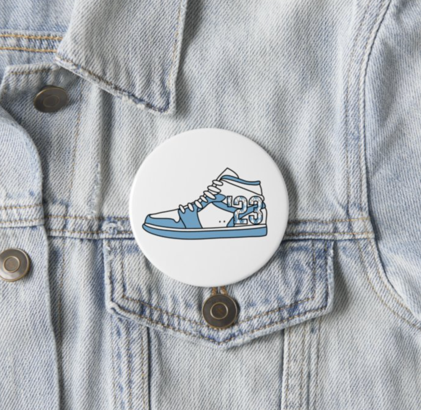 23 Sneaker in Carolina Blue and White Button Pin