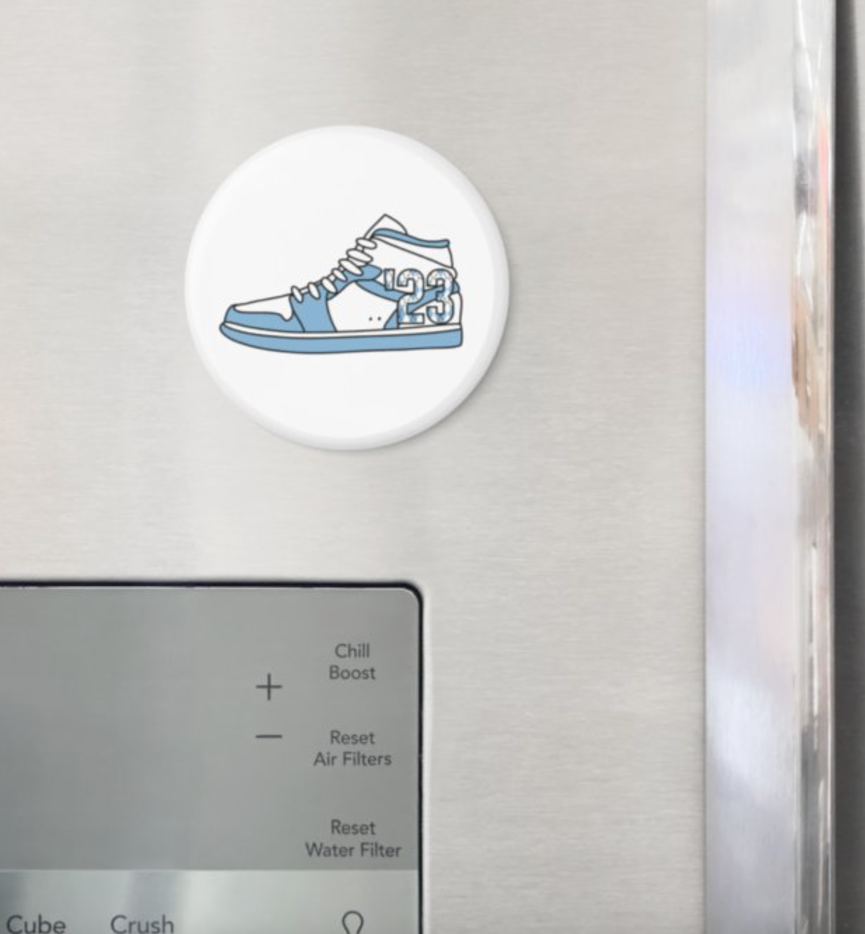 23 Sneaker in Carolina Blue and White Button Magnet
