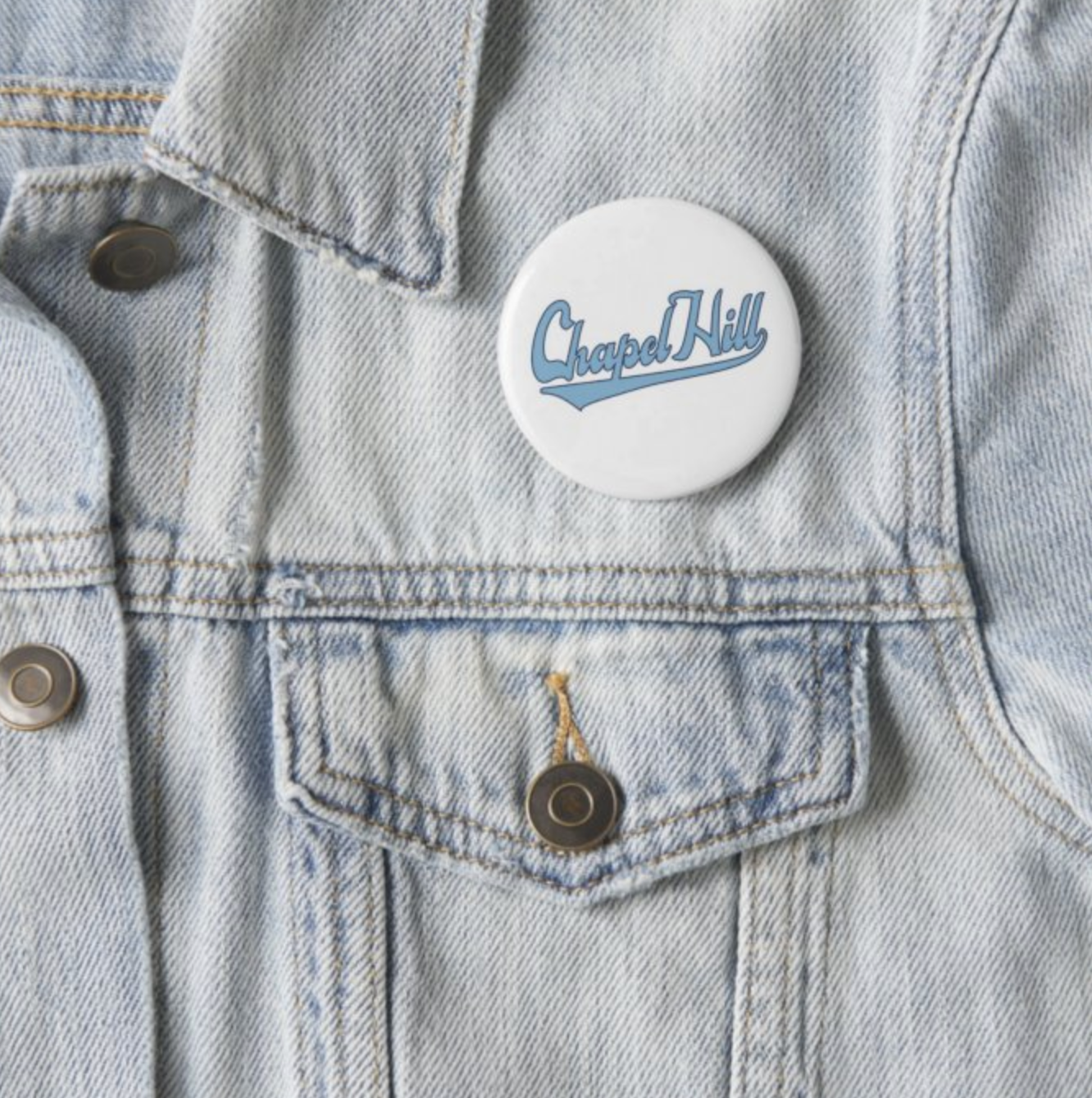 Chapel Hill Script Button Pin by Shrunken Head 2.25