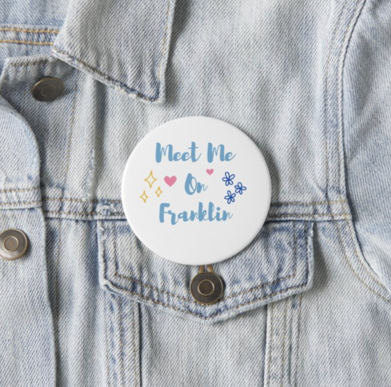 3 inch Meet Me Buttons Pin by Shrunken Head Brand