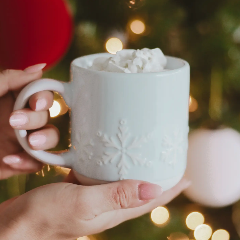 Snowflakes Stoneware Coffee Mug - Christmas Decor