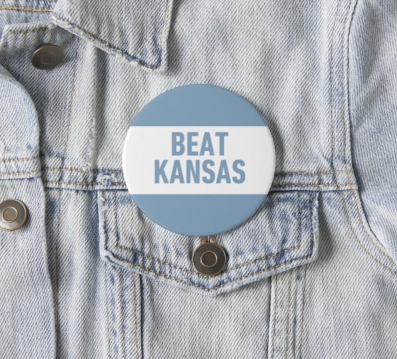 SHB Beat Kansas Button Pin for Carolina Fans
