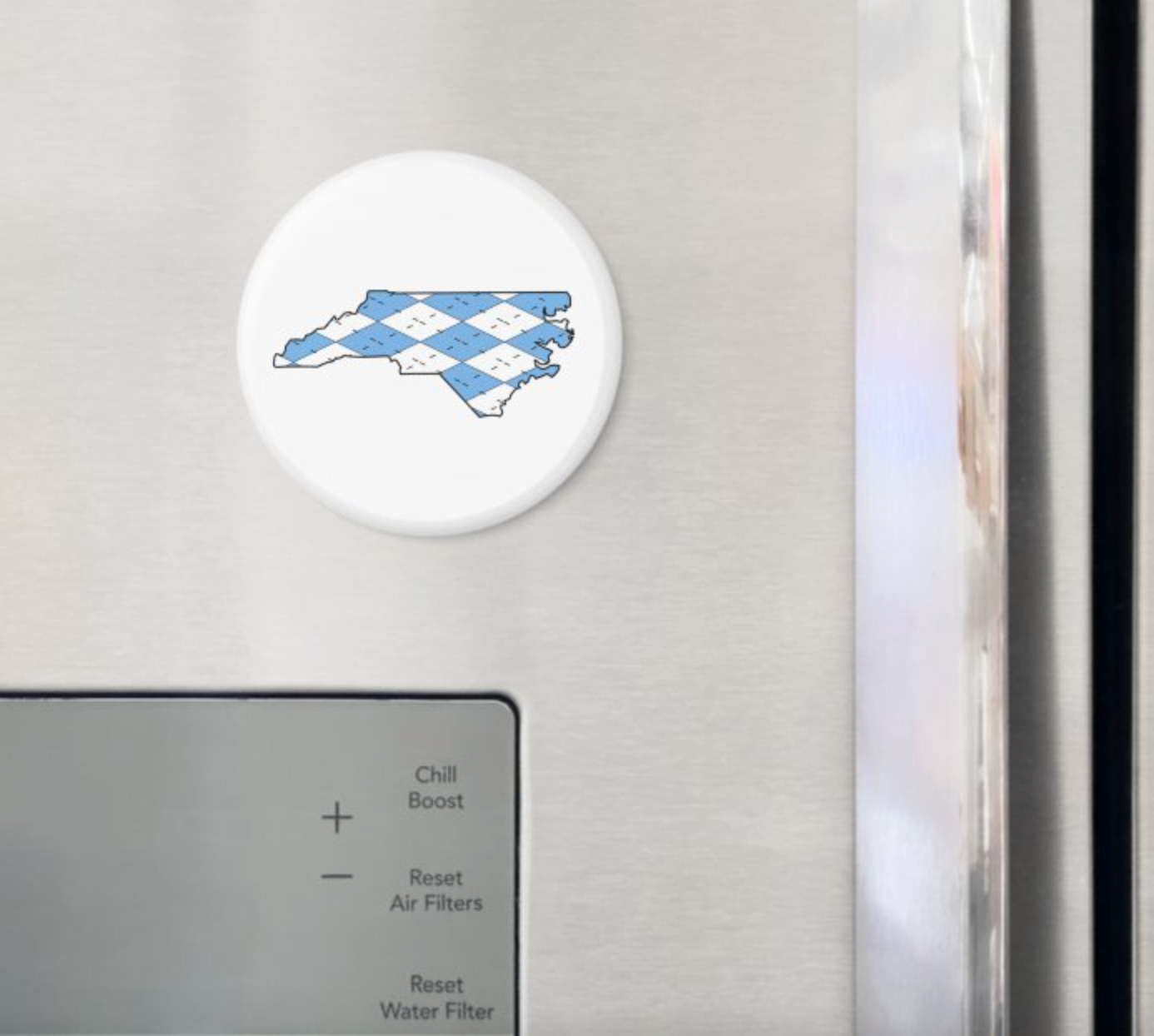 Argyle Blue and White North Carolina State Button Magnet 2.25"