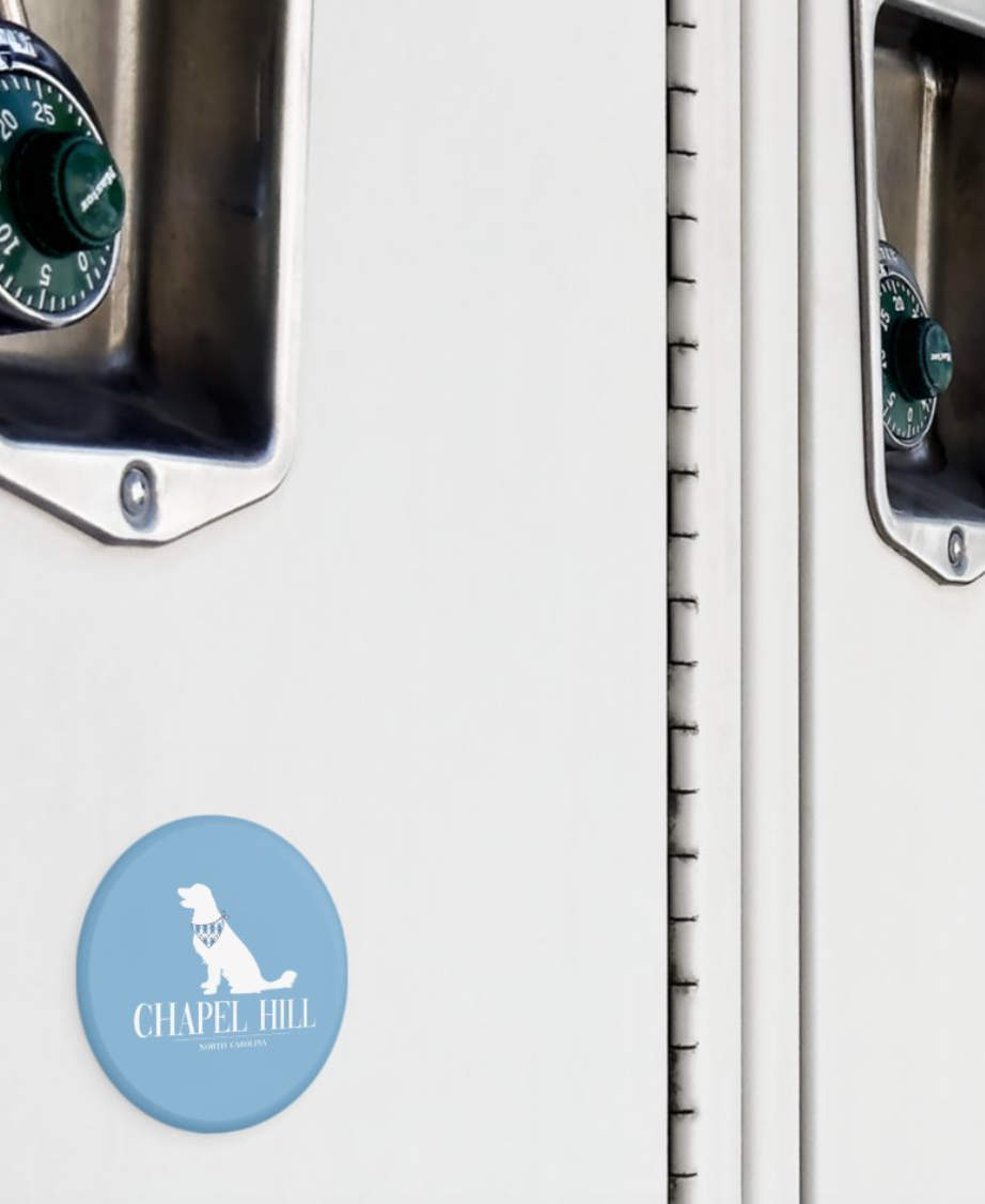 Chapel Hill Dog Bandana Button Magnet 2.25"