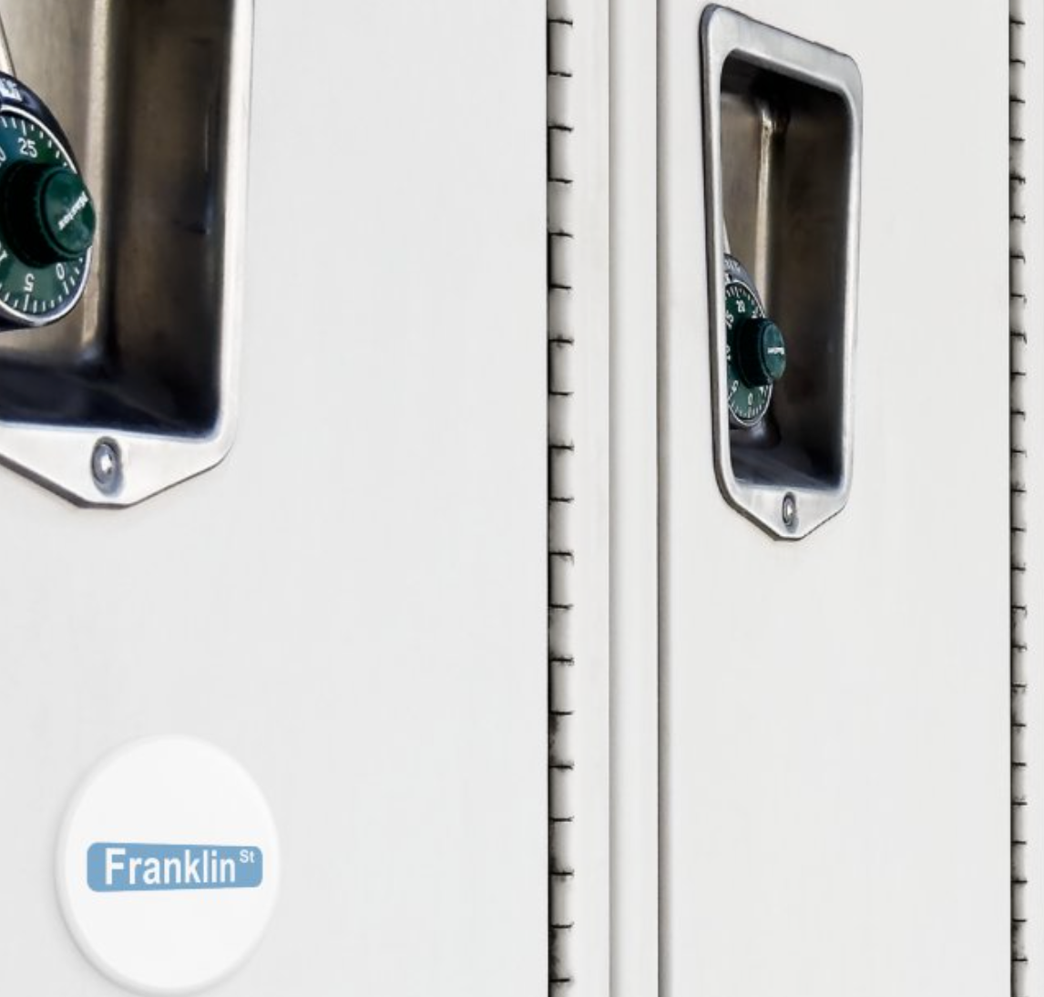 Franklin St Button Magnet in White and Carolina Blue