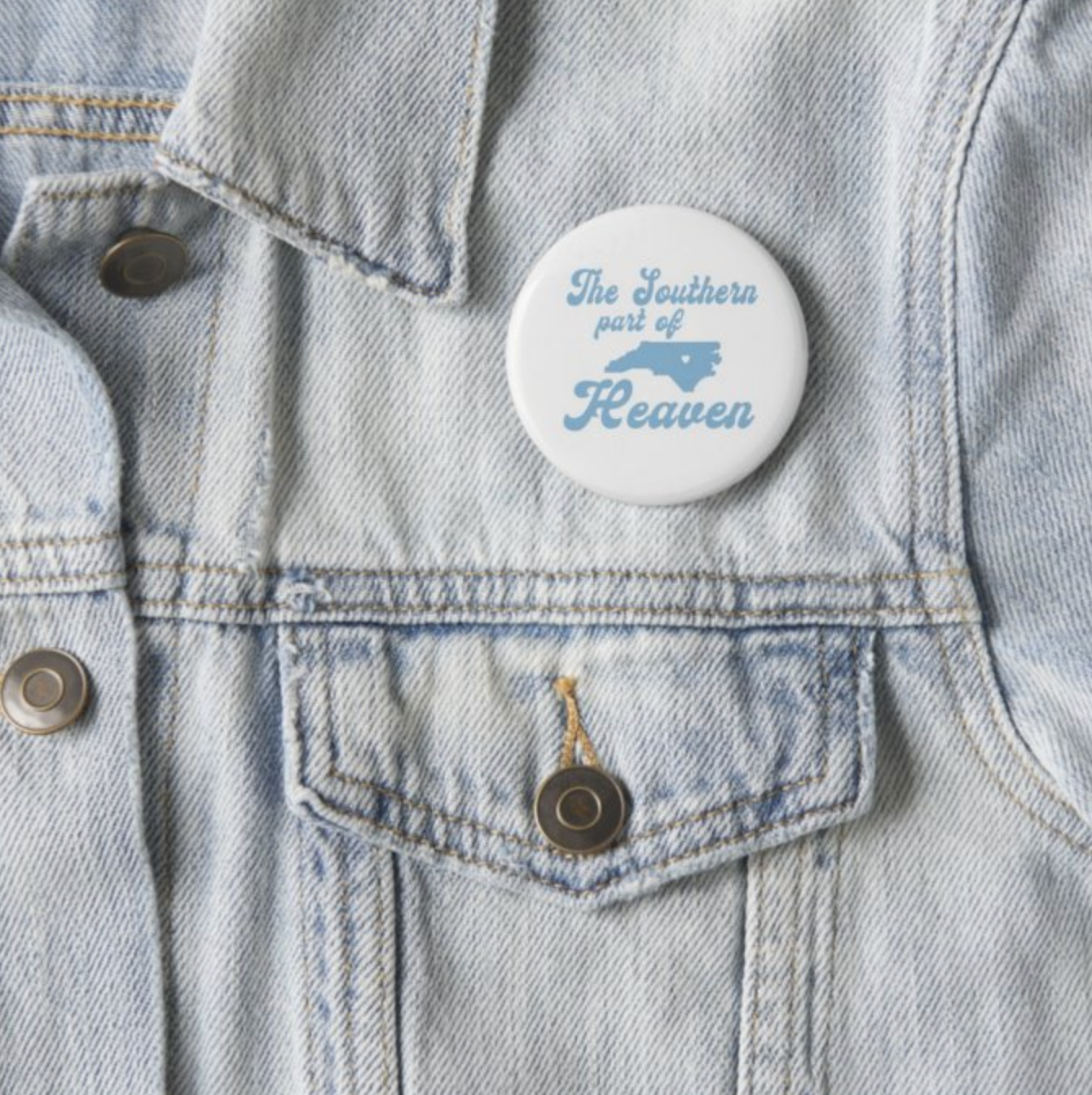 Southern Part of Heaven Button Pin by Shrunken Head 2.25