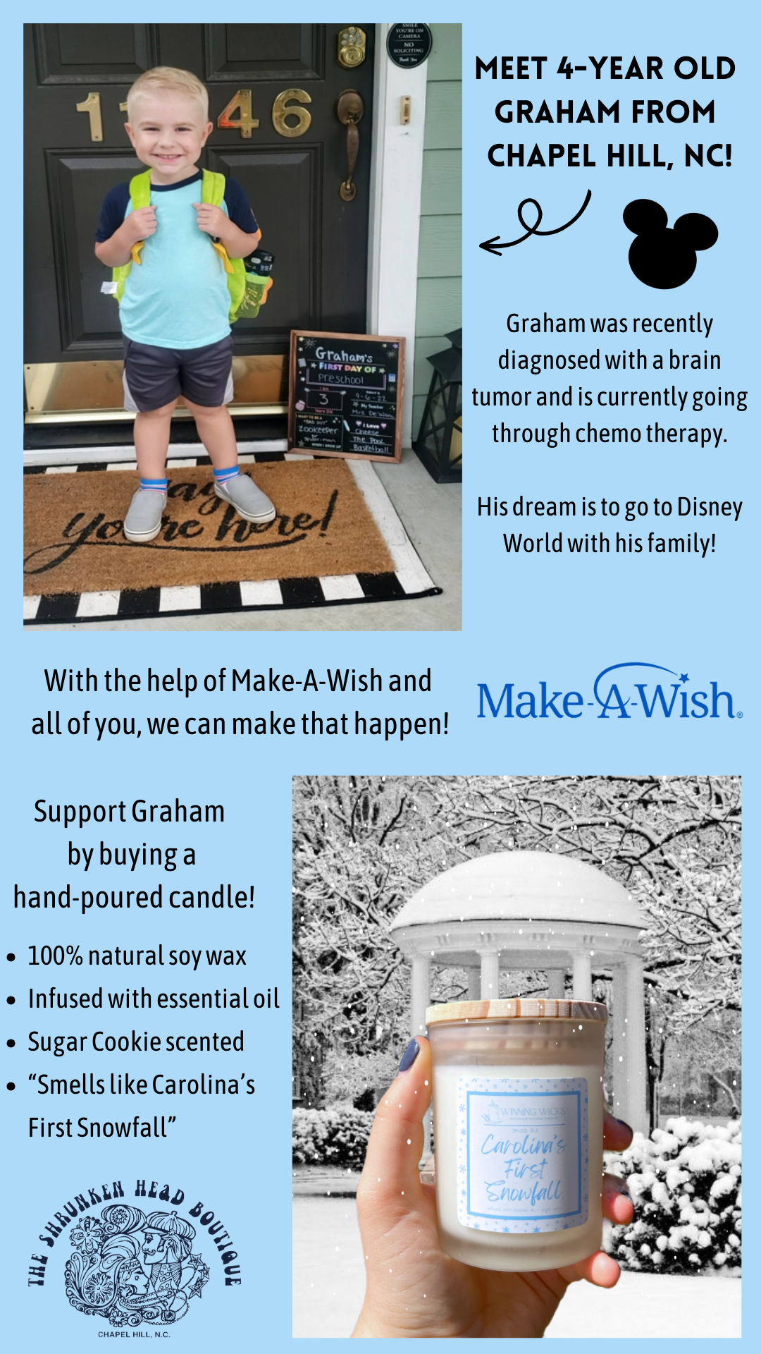 Carolina's First Snowfall Candle for Make A Wish Foundation