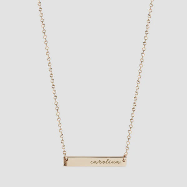 UNC Carolina Cursive Horizontal Bar Necklace in Cavan Gold