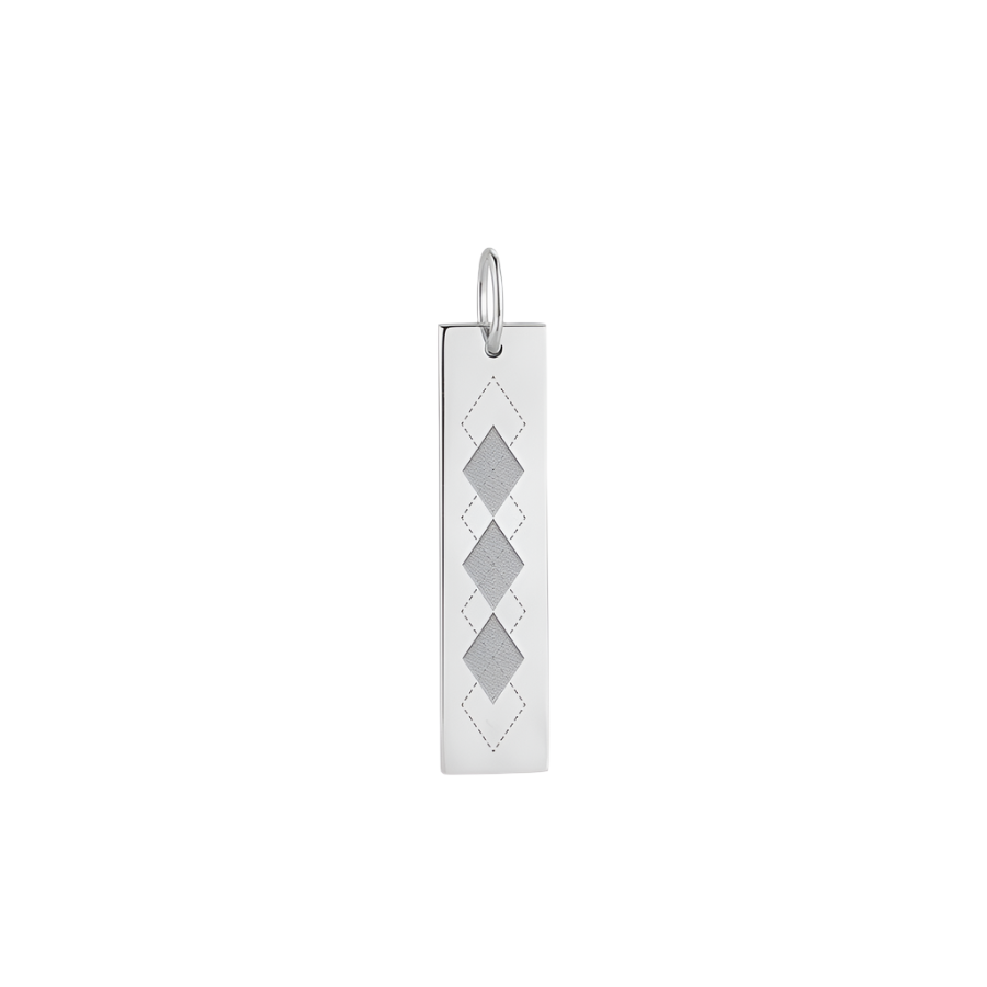 Limited Edition: UNC Carolina Argyle Vertical Bar - Sterling Silver