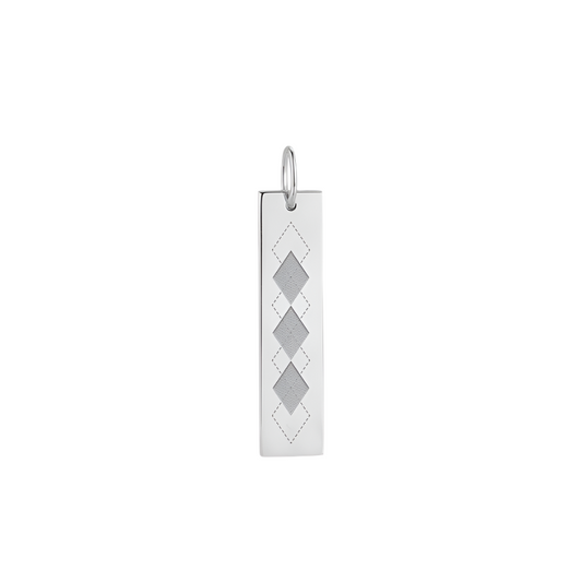 Limited Edition: UNC Carolina Argyle Vertical Bar - Sterling Silver