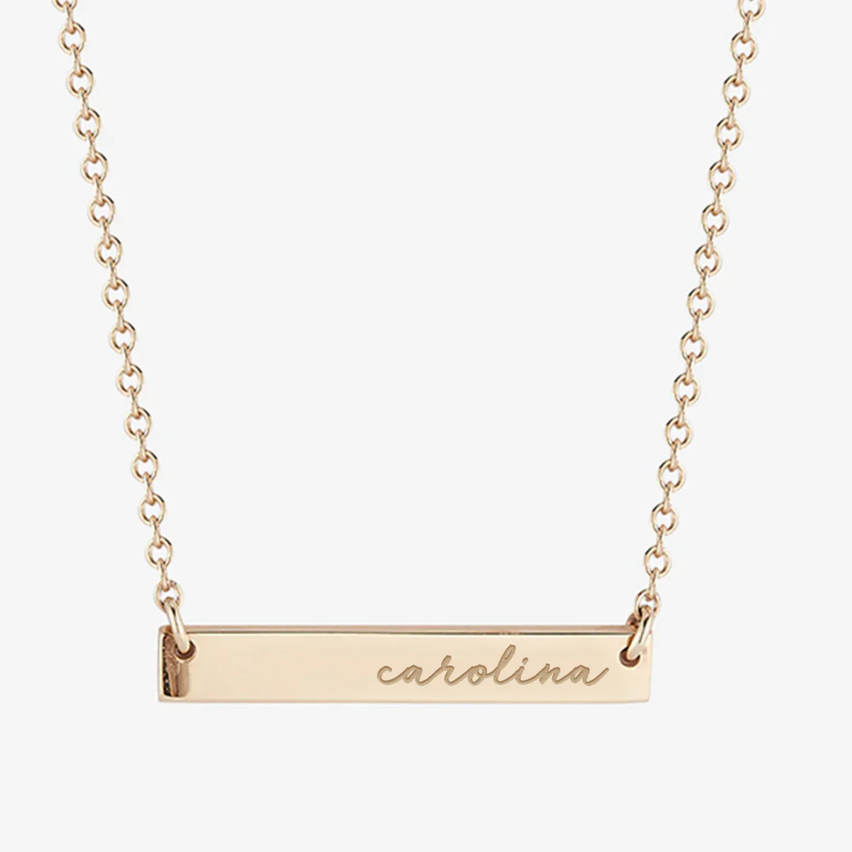 UNC Carolina Cursive Horizontal Bar Necklace in Cavan Gold
