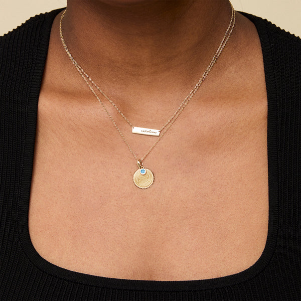 UNC Carolina Cursive Horizontal Bar Necklace in Cavan Gold