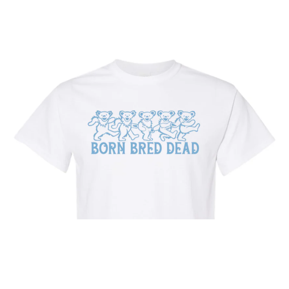 Born Bred Dead Bears Crop in White by Shrunken Head