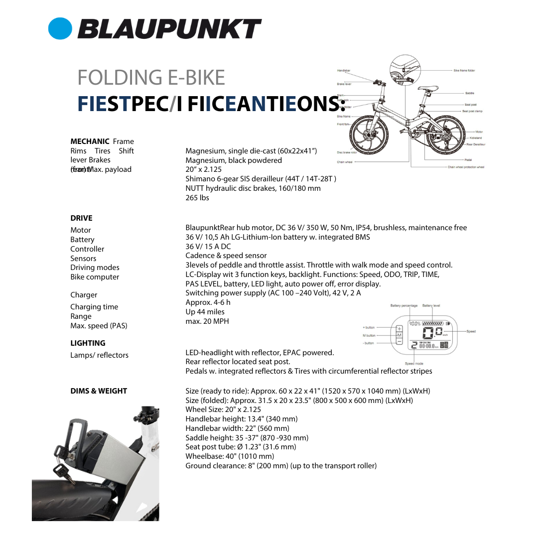 North Carolina Tar Heels Blaupunkt Foldable eBike