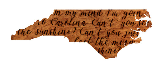 North Carolina State Map Wooden Wall Hanging Decor Carolina My Mind in Cherry