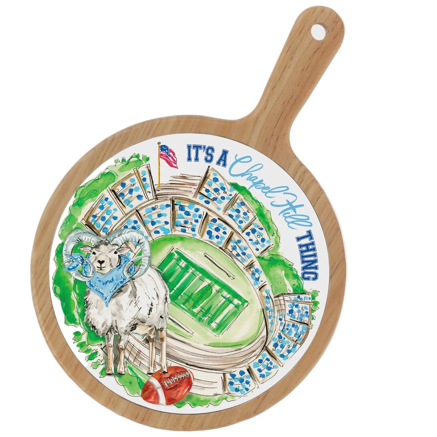 Blue Ram Stadium Bamboo & Ceramic Cheese Board