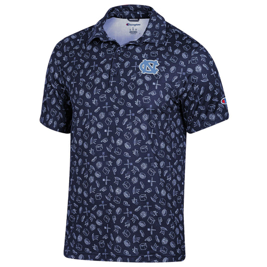 Carolina Tar Heels Tailgate Print Men's Polo Shirt by Champion