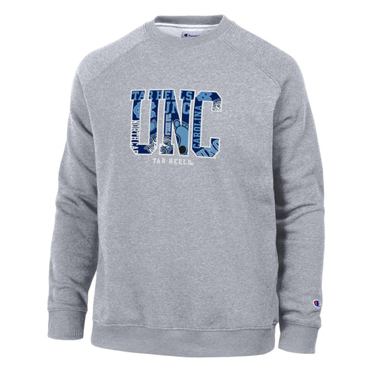 UNC Pattern Embroidered Crewneck Sweatshirt by Champion