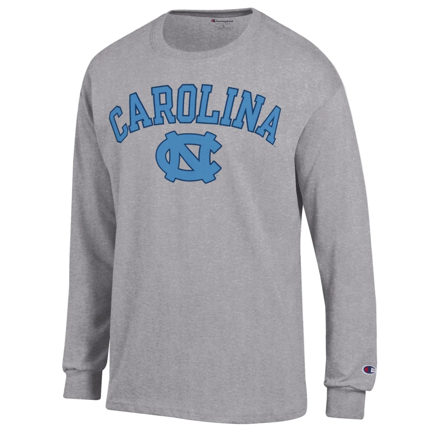 UNC Basic Grey Long Sleeve T-Shirt with DUSTY BLUE Carolina by Champion