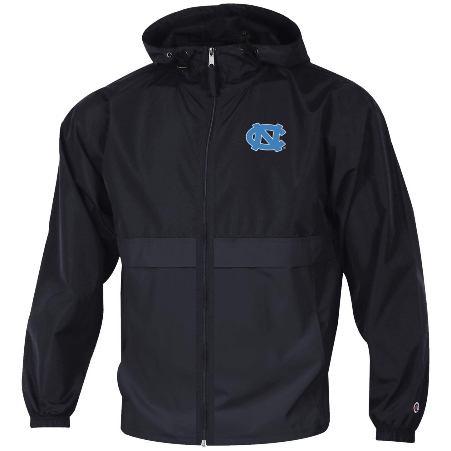UNC Tar Heels Black Full Zip Rain Jacket