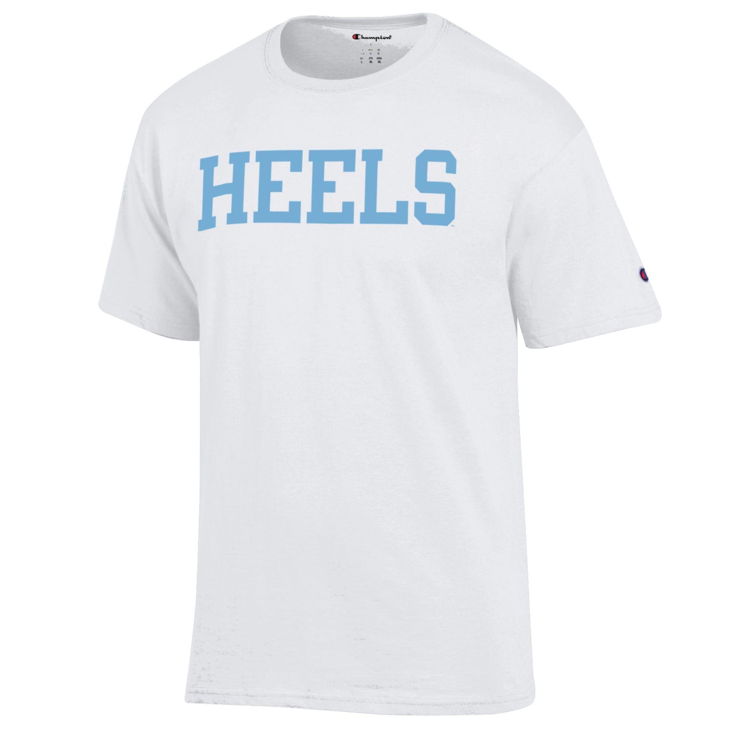 HEELS Logo Champion T-Shirt in White and Light Blue