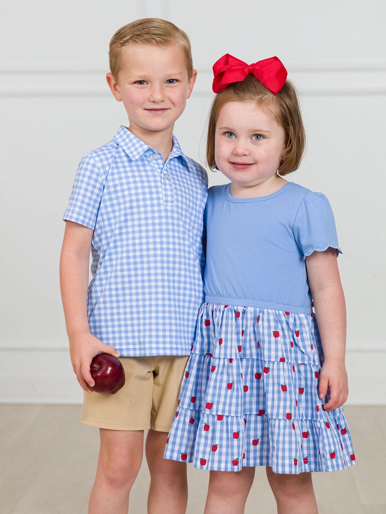 Baby Classic Periwinkle Blue Gingham Knit Short Sleeve Performance Polo