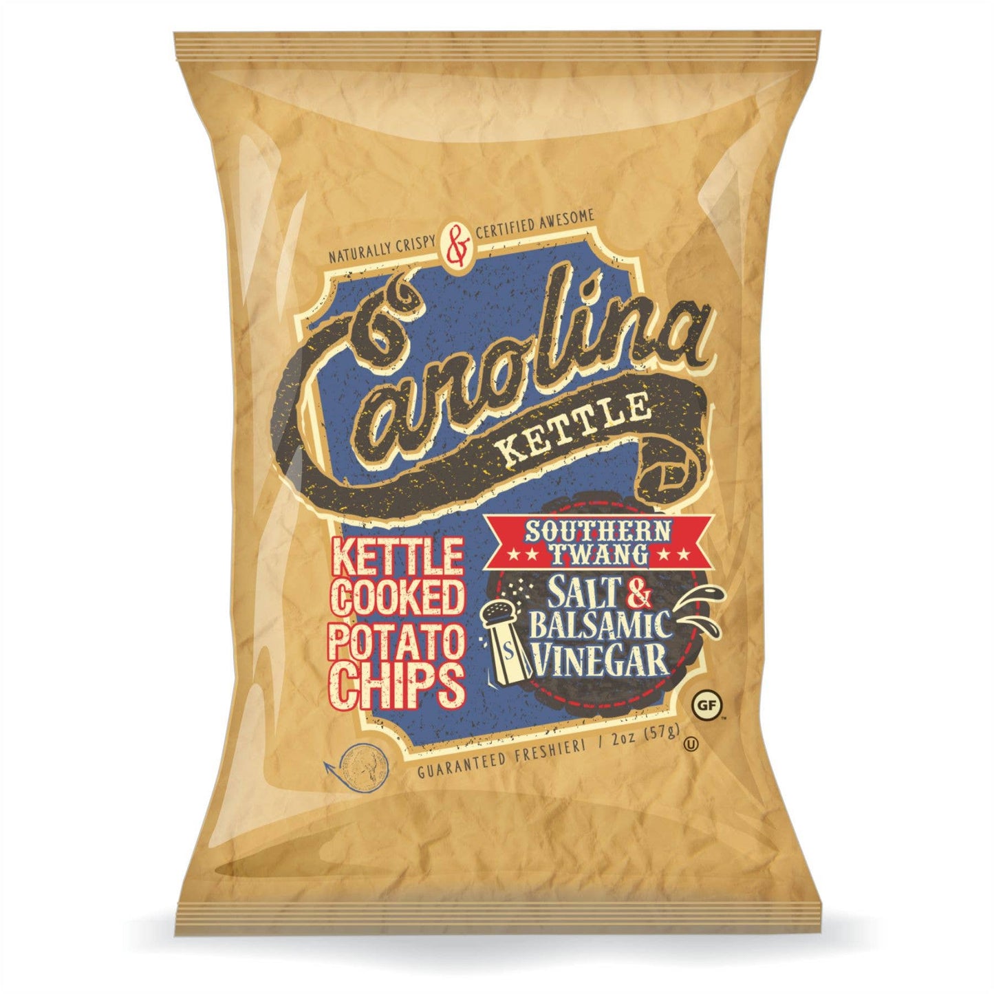 Salt and Balsamic Vinegar Carolina Kettle Chips - 1 oz Bag - Main View - 1 in 6 Snacks