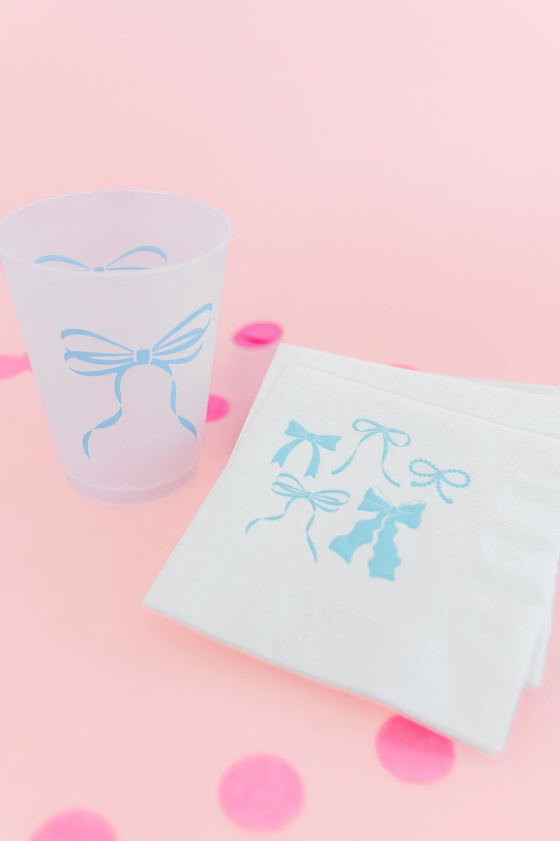 Blue Bow Frosted Cups - Set of 6