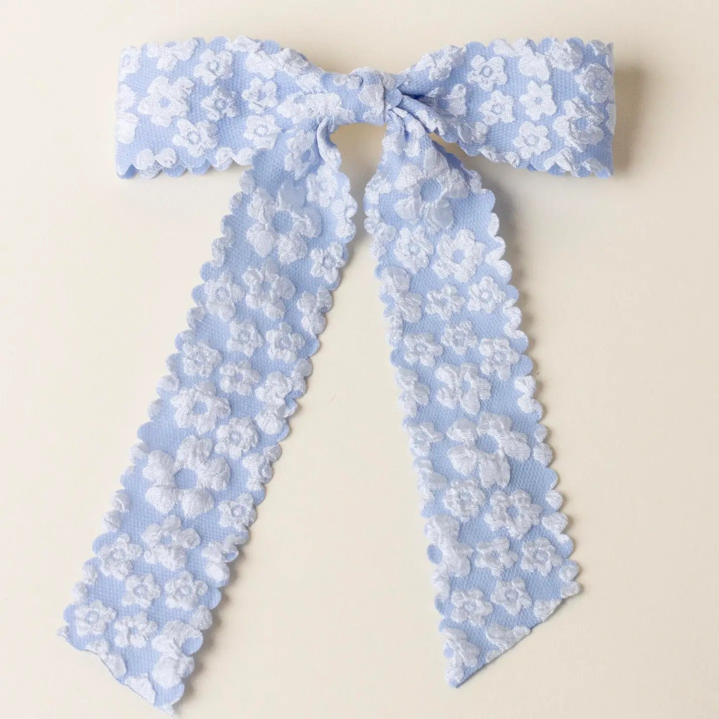 Carolina Blue Flower Scallop Hair Bow