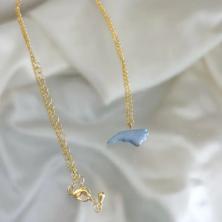 Dainty Blue North Carolina Necklace - Detail View - AnnaBanana