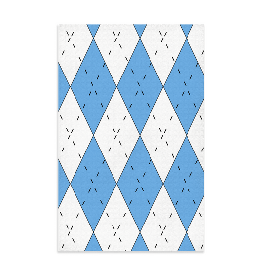 Carolina Blue and White Argyle Dish Towel