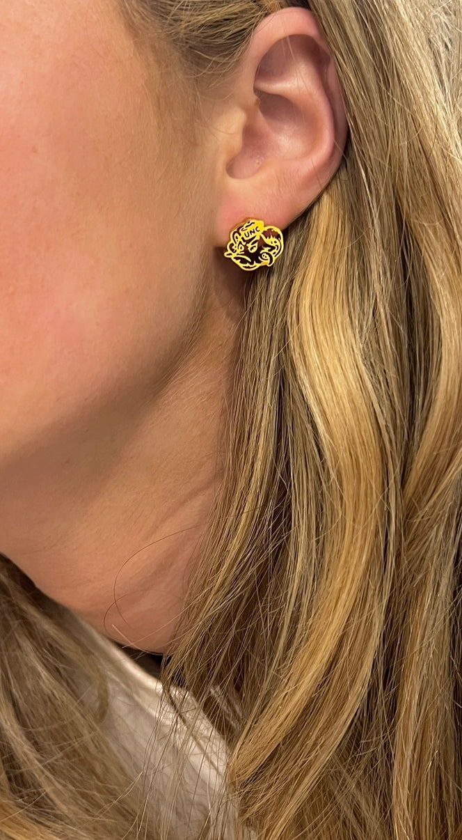 UNC Rameses Gold Stud Earrings by Steele Sloan Designs