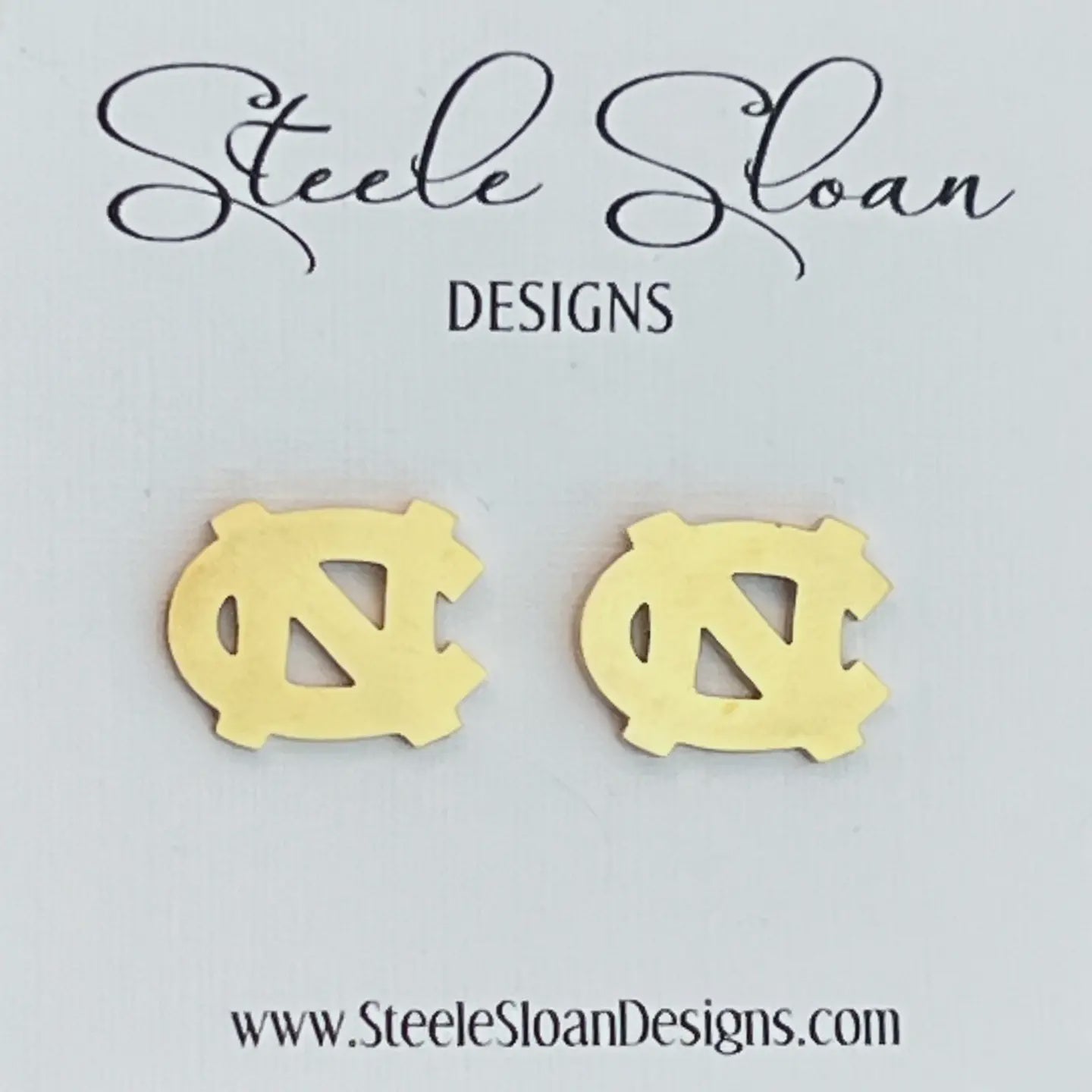 UNC Tar Heels Gold Stud Earrings