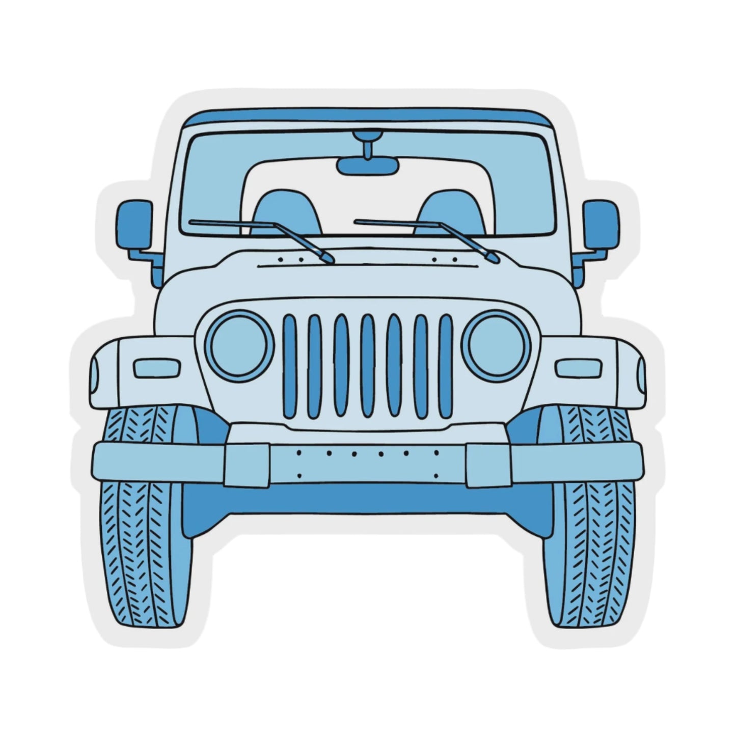 Blue Jeep Front Aesthetic Sticker