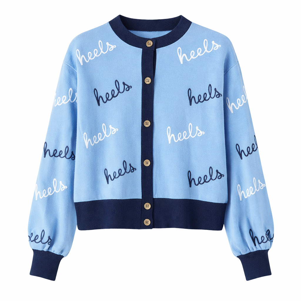 UNC Tar Heels Angled Rope Embroidery Cardigan Sweater – Shrunken Head