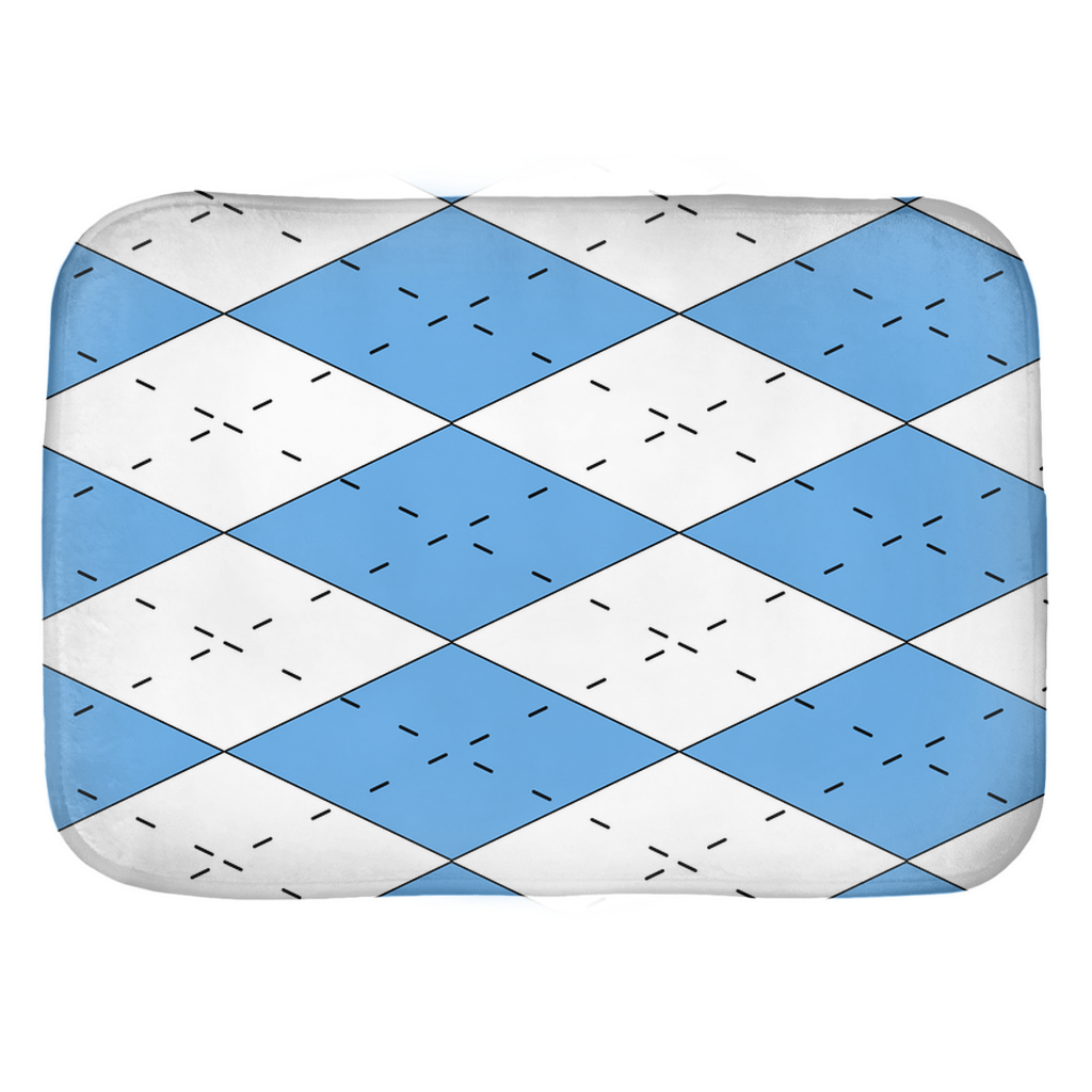 Carolina Blue and White Argyle Bath Mat