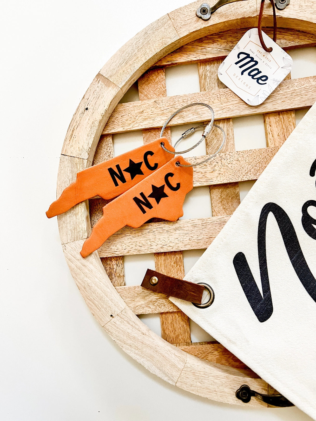 North Carolina Silhouette Leather Keychain