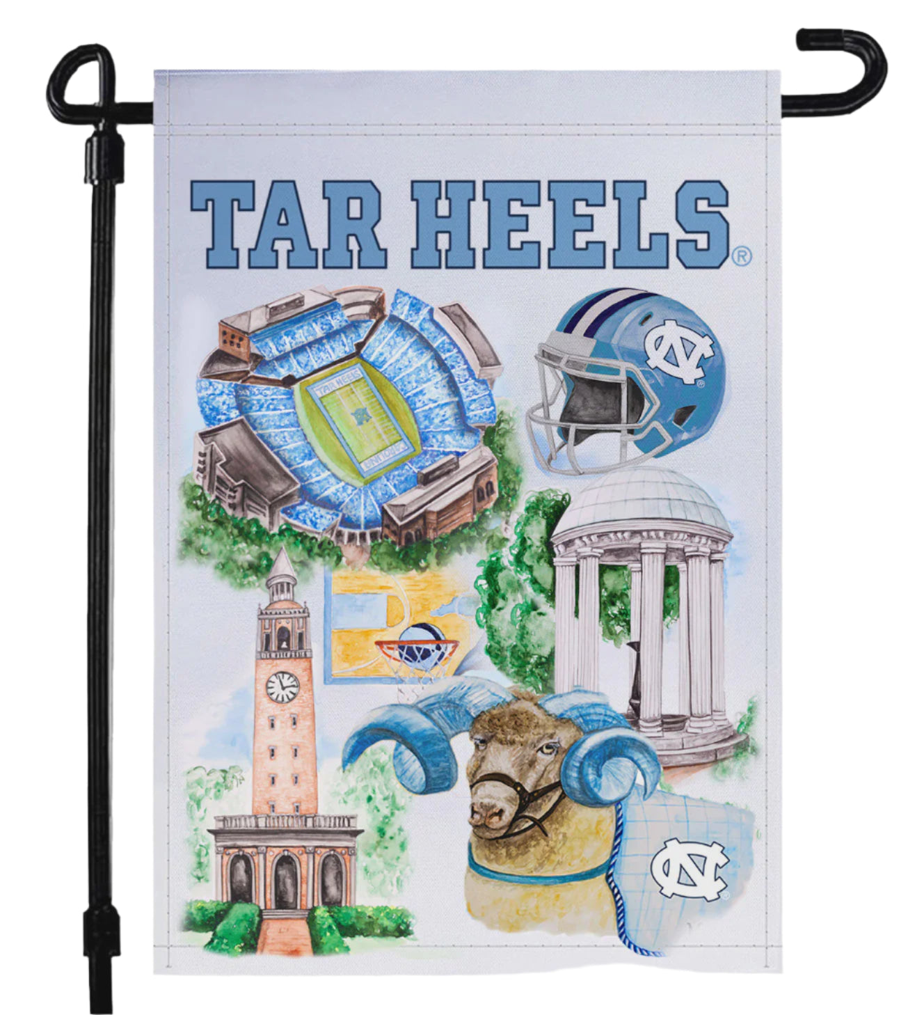 University of North Carolina Watercolor Garden Flag