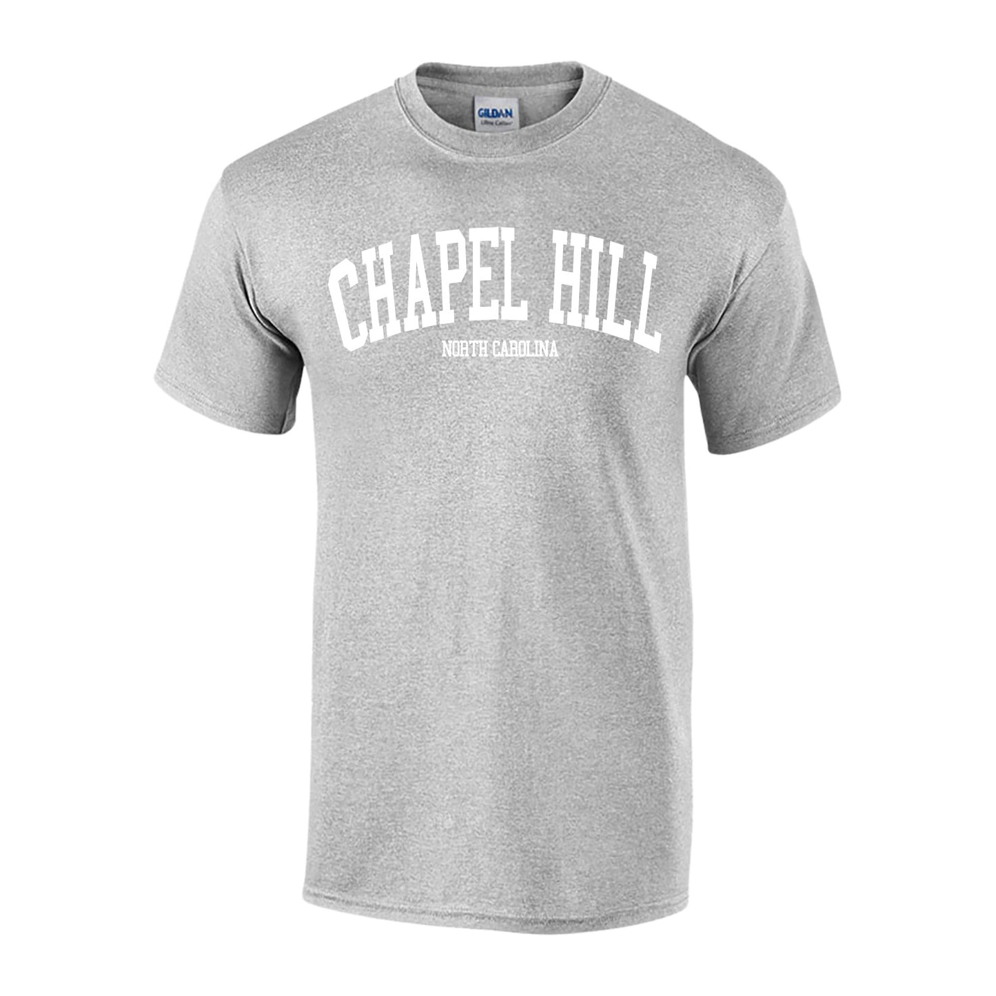 SHB Ash Grey with White Lettering Chapel Hill, NC T-Shirt