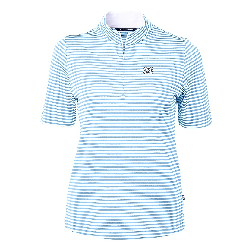 UNC Embroidered Logo Cutter & Buck Virtue Eco Pique Stripe Recycled Womens Top