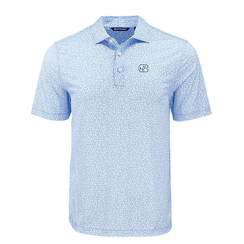 UNC Embroidered Logo Cutter & Buck Pike Eco Flora Print Recycled Mens Polo