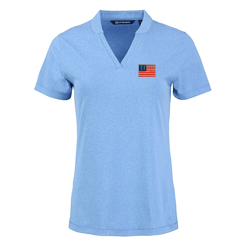 American Flag Logo Cutter & Buck Forge Eco Heathered Stretch Womens Blade Top