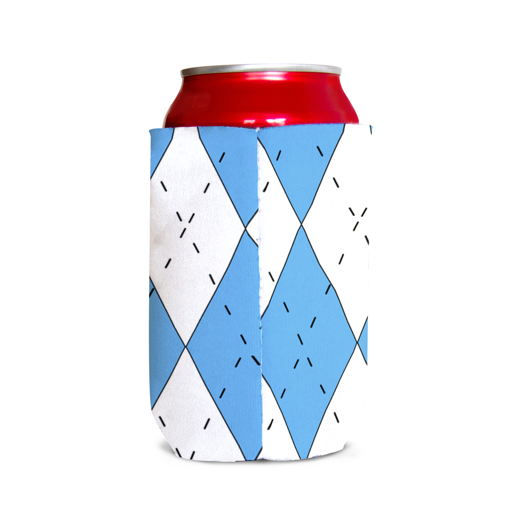 Carolina Blue and White Argyle Bottle and Can Cooler